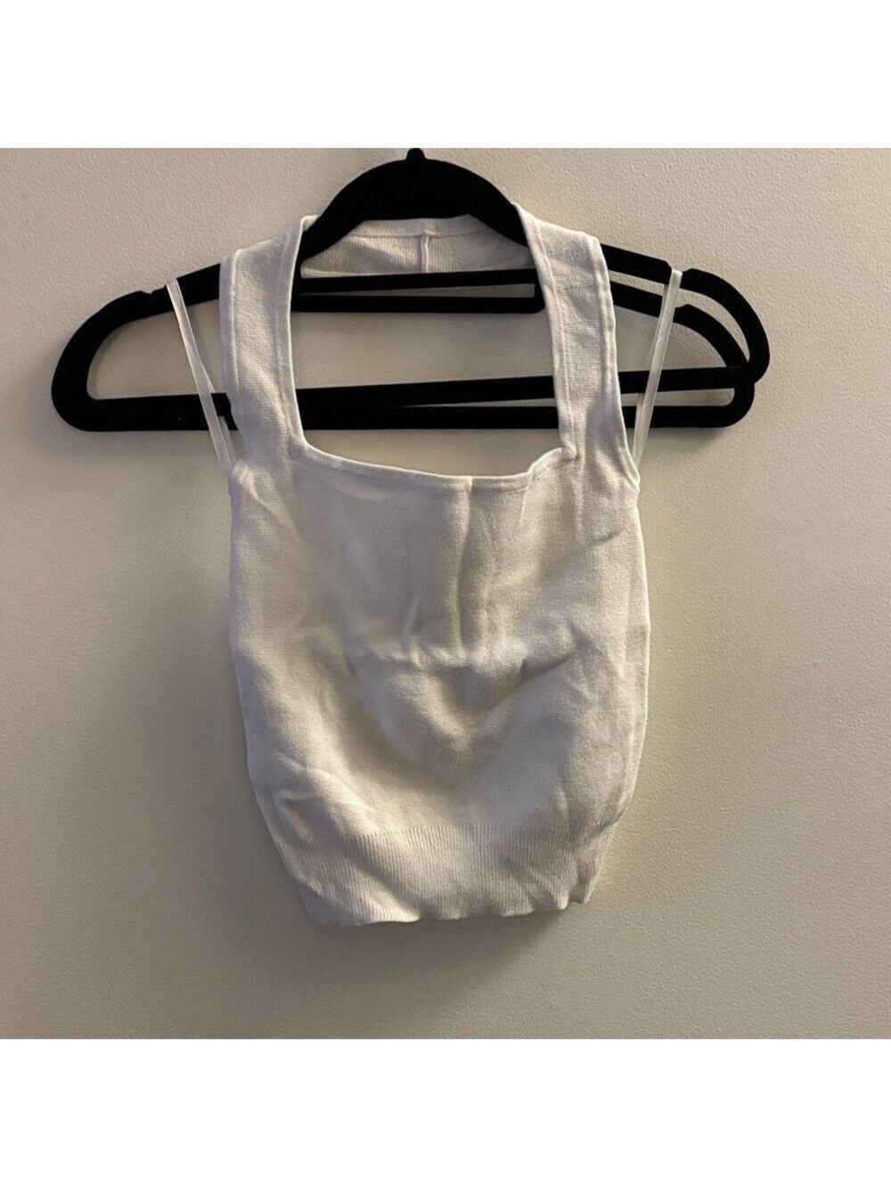 White Square Neck Cropped sweater halter Top